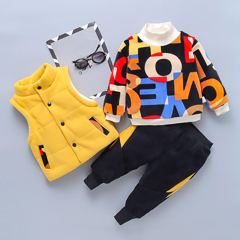 Baby Plush Thickened Sweater 3-piece Set