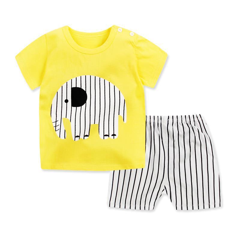 Children's Short-Sleeved Suit Men's Stall New Baby Pajamas Girls Summer Shorts