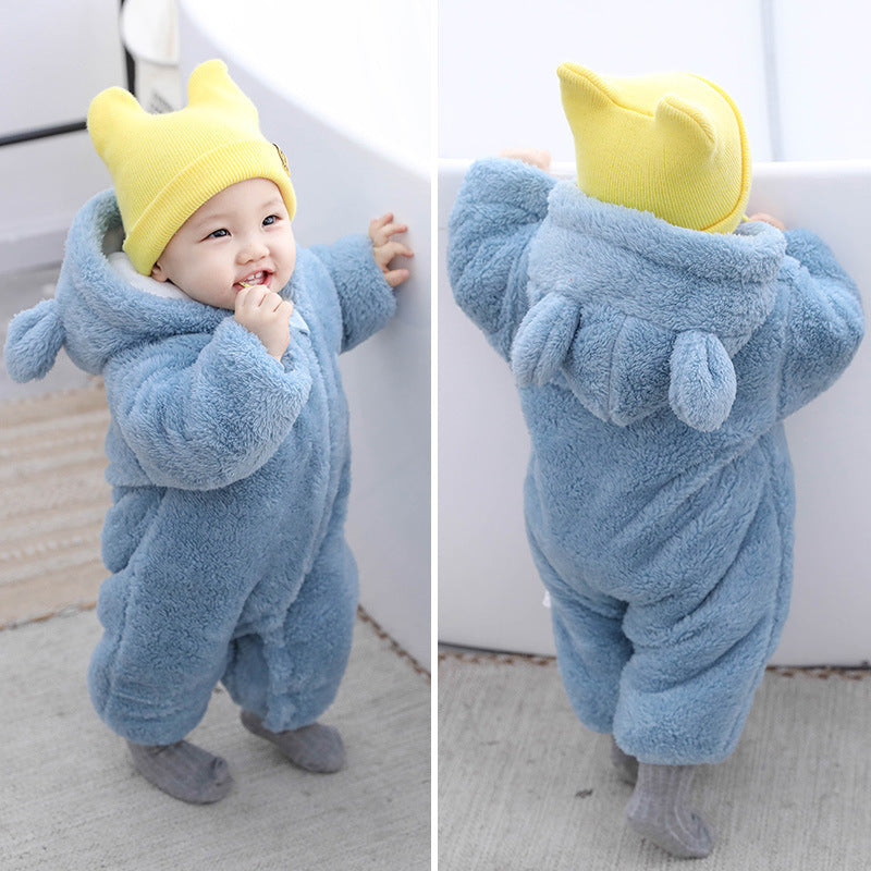 Baby Jacket Autumn And Winter Under 1 Year Old And Two Months Old Baby Winter Warm Hug Suit Thickened One-piece Suit Ha