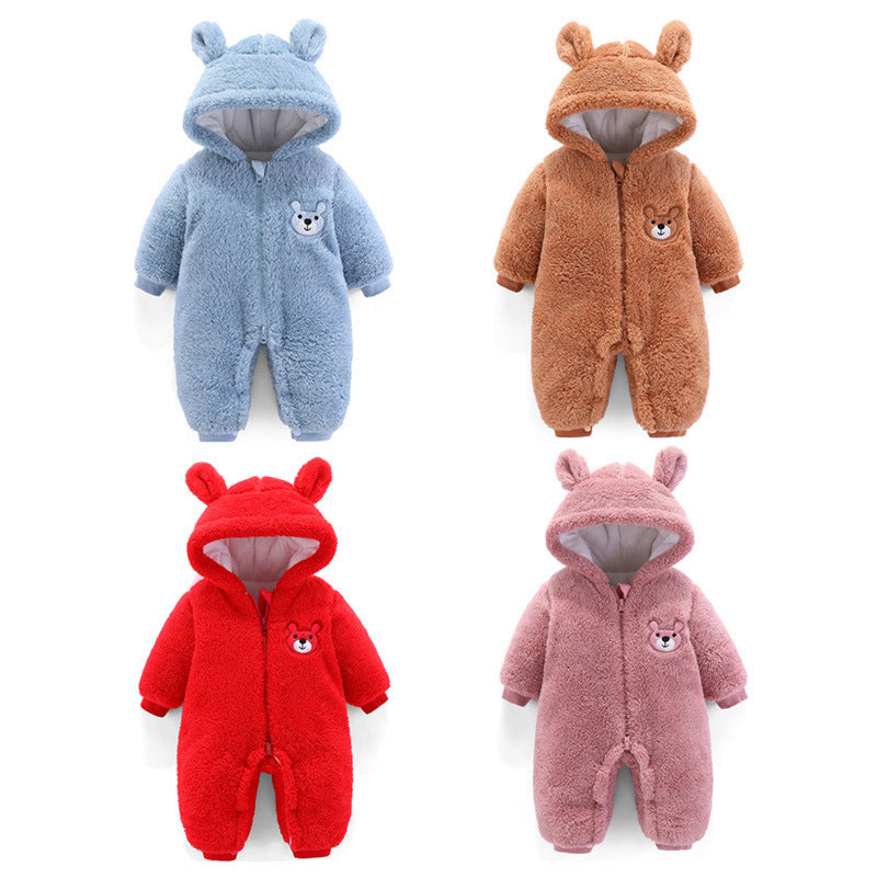 Baby Jacket Autumn And Winter Under 1 Year Old And Two Months Old Baby Winter Warm Hug Suit Thickened One-piece Suit Ha