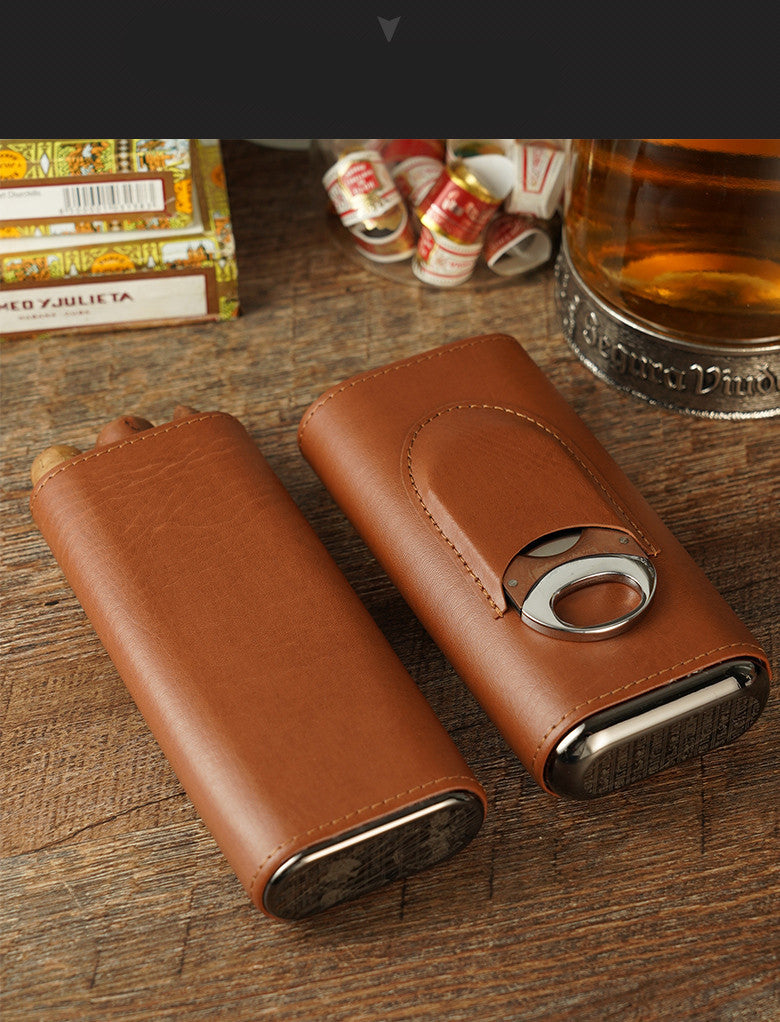 Cigar Case Portable Cigar Moisturizing Case Three-pack Cedar Wood Case