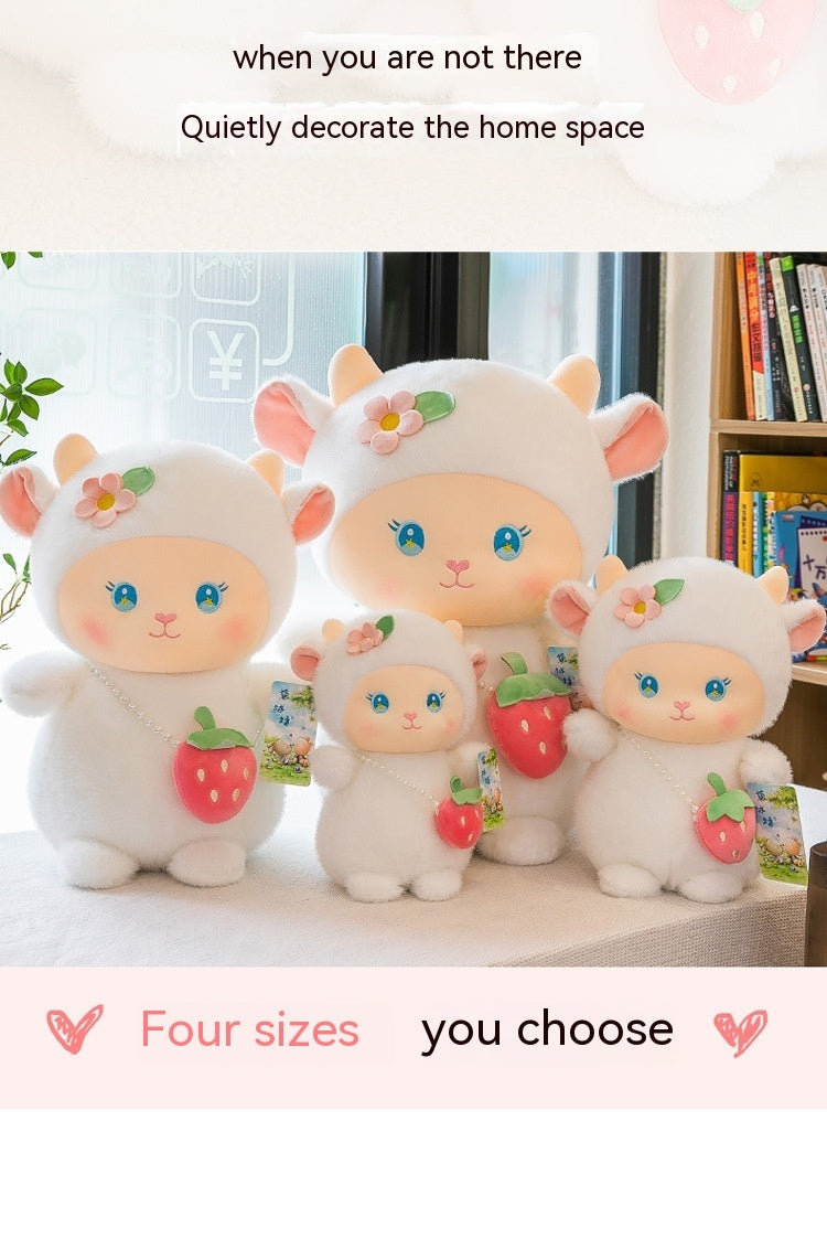 Strawberry Lamb Backpack Figurine Doll Sleeping