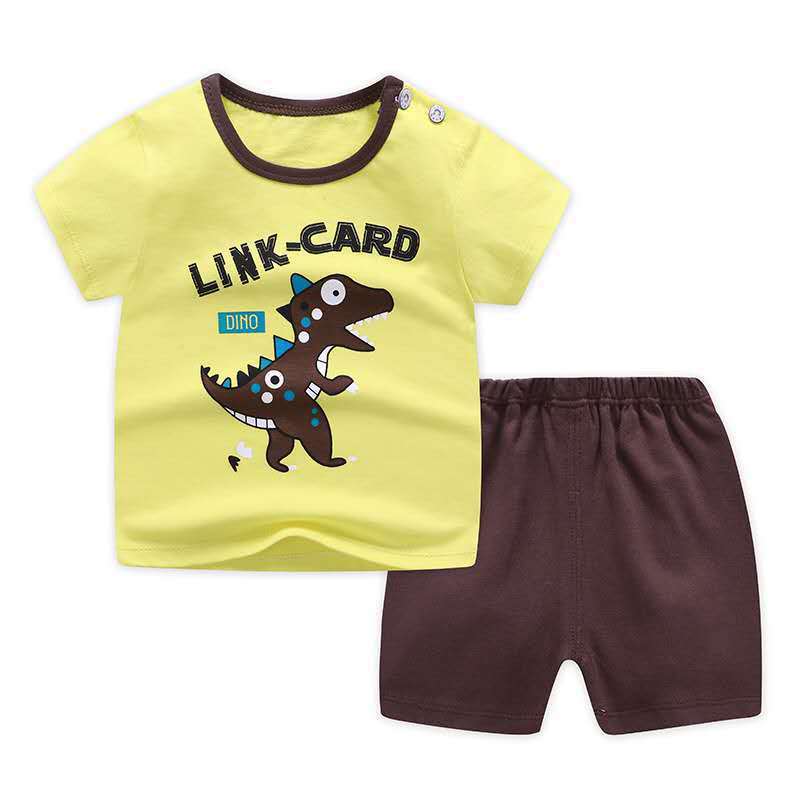 Children's Short-Sleeved Suit Men's Stall New Baby Pajamas Girls Summer Shorts