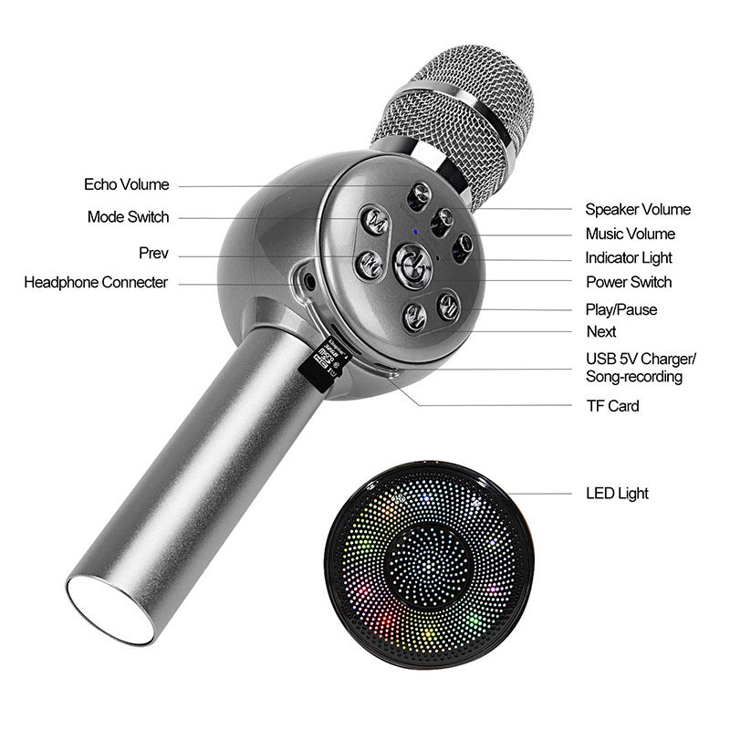 Sing it with colorful lights National K song wireless Bluetooth microphone