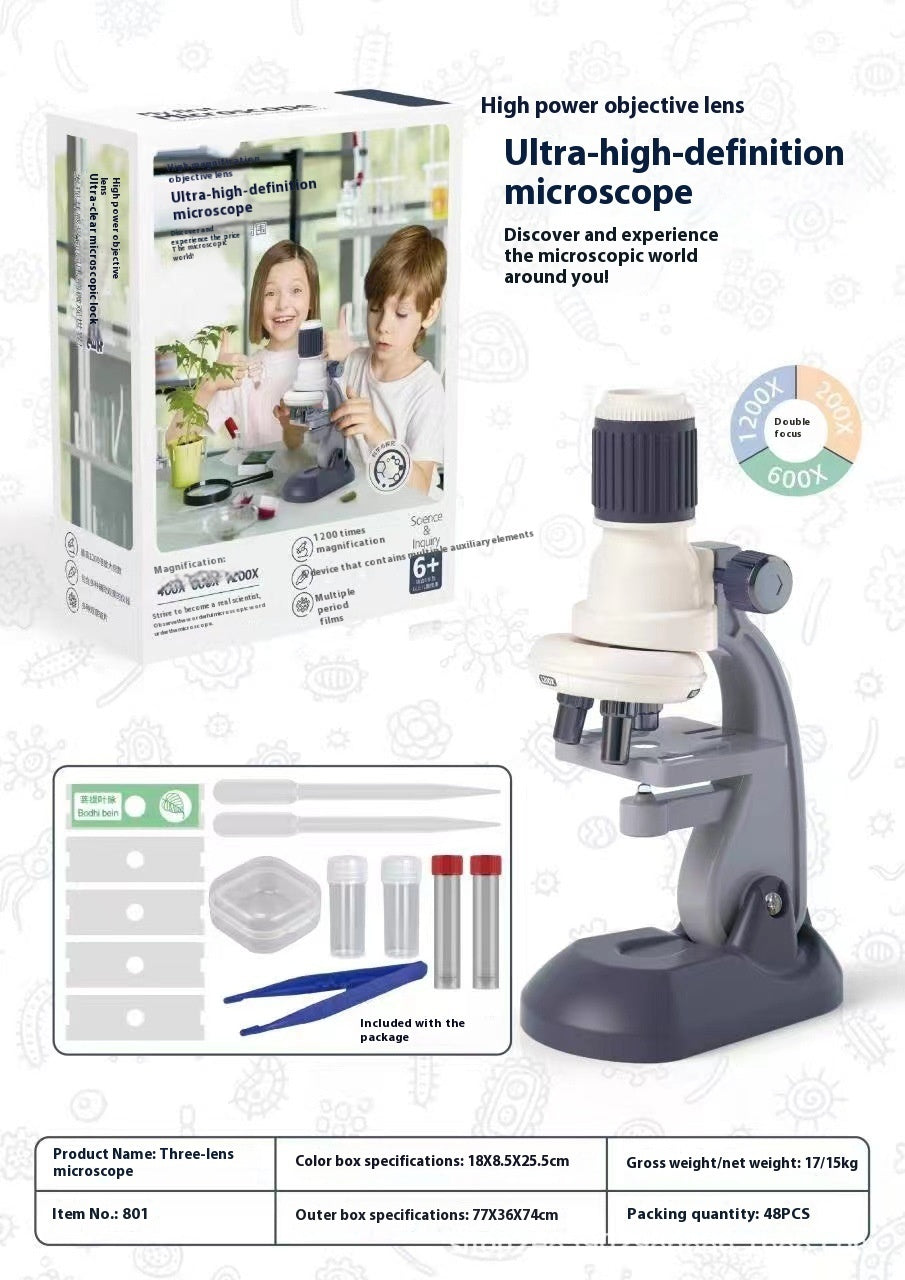 Microscope 1200 Times Professional Scientific Equipment Elementary School Educational Toys