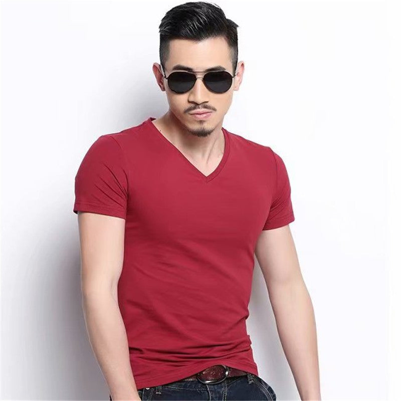 Hong Kong Style Solid Color Short Sleeved  Summer Loose Casual Short Sleeved