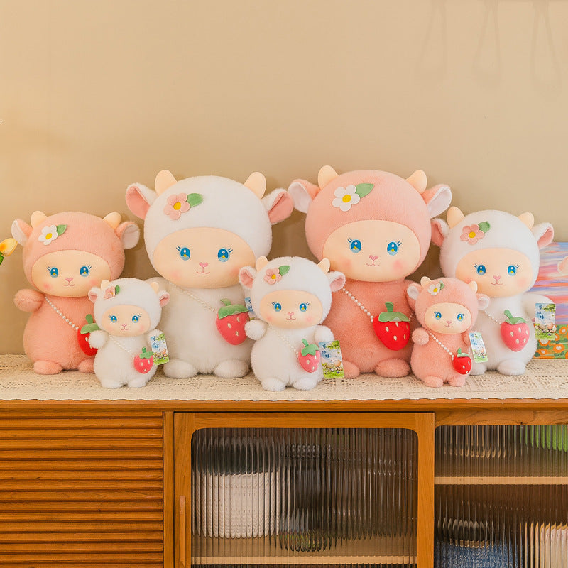 Strawberry Lamb Backpack Figurine Doll Sleeping