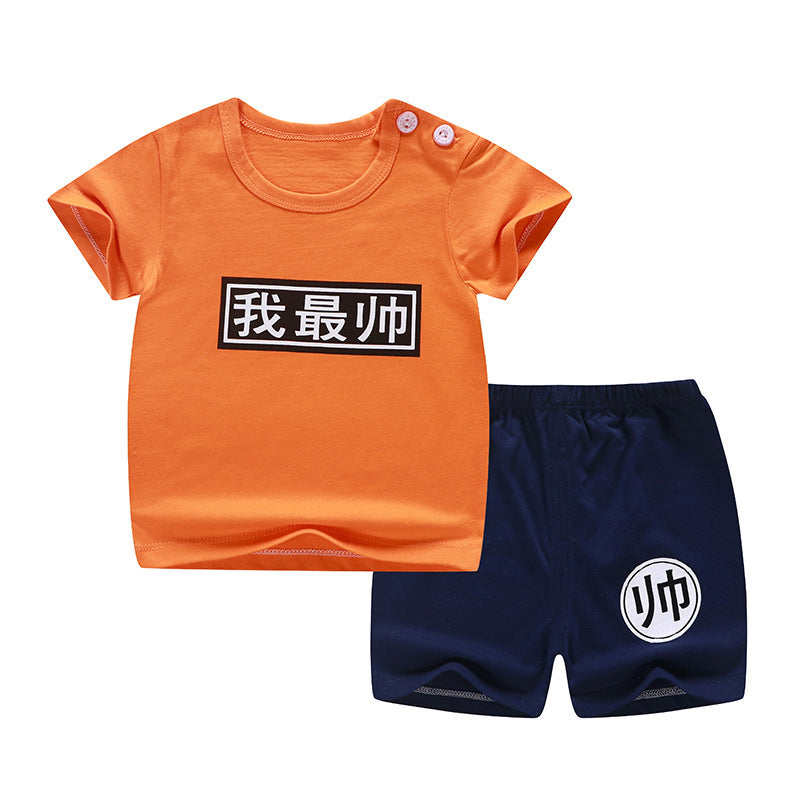 Children's Short-Sleeved Suit Men's Stall New Baby Pajamas Girls Summer Shorts