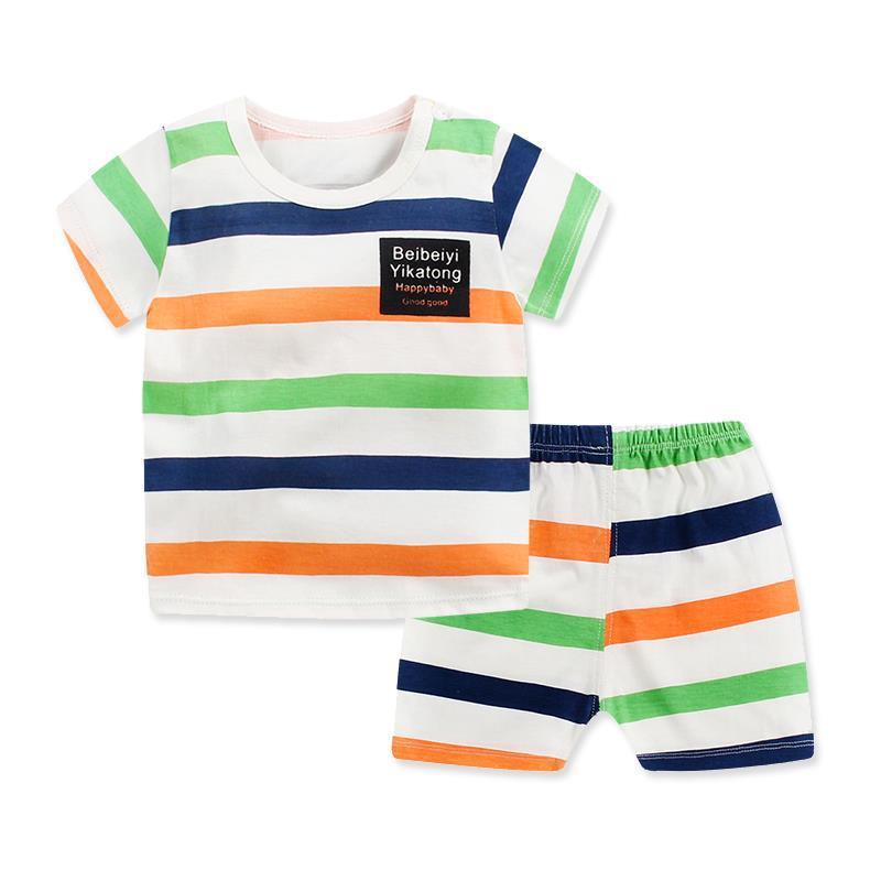 Children's Short-Sleeved Suit Men's Stall New Baby Pajamas Girls Summer Shorts