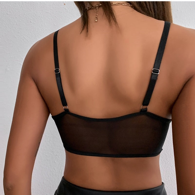 Lace Wrap Chest Rhombus Back Slim Fit