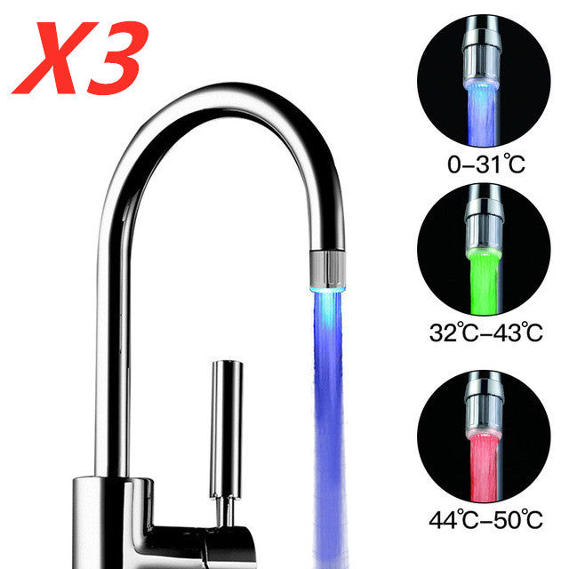 Intelligent LED Temperature Sensitive Faucet Shower 3-Color Light-up