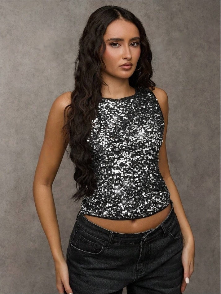 Sequined Sleeveless Elegant Vest Women's Top