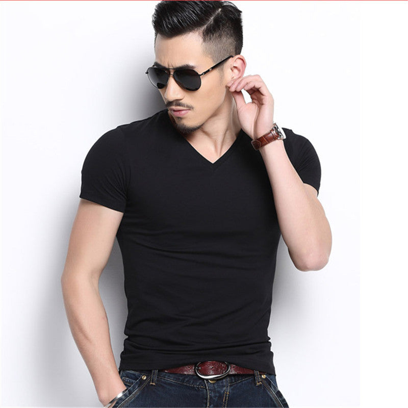 Hong Kong Style Solid Color Short Sleeved  Summer Loose Casual Short Sleeved