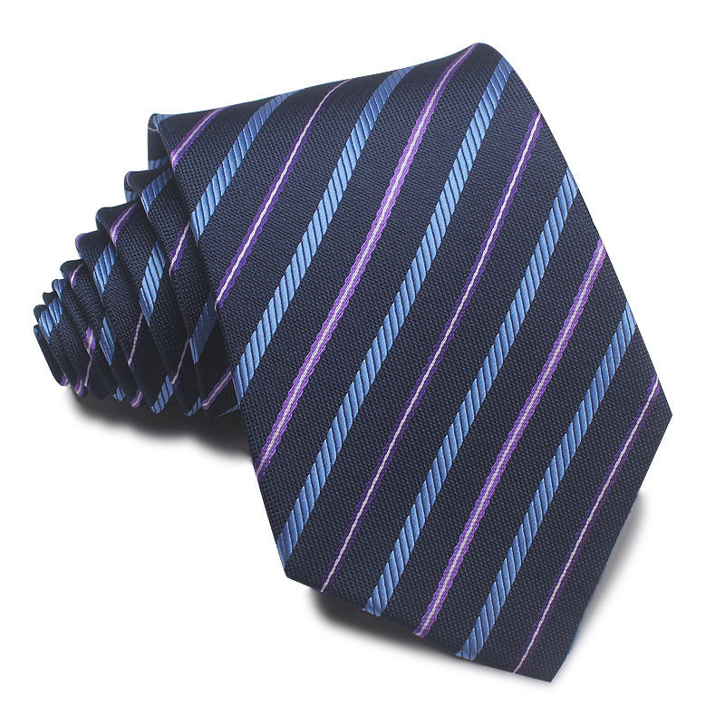 8CM Polyester Jacquard Striped Tie Men's Business Formal Red Black Blue