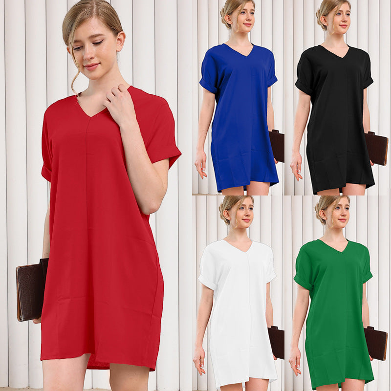 Casual V-n Collar Short Sleeve Home Decoration Dress