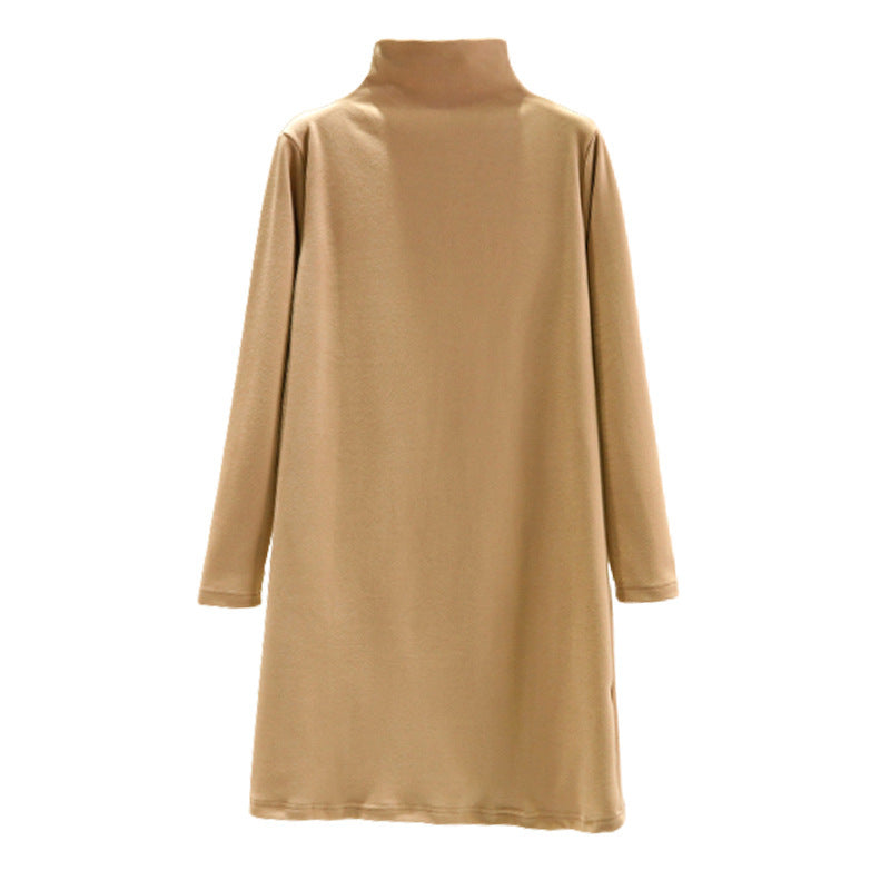 Loose Casual Long Sleeves Half-high Collar Inner Match Mid-length Dress